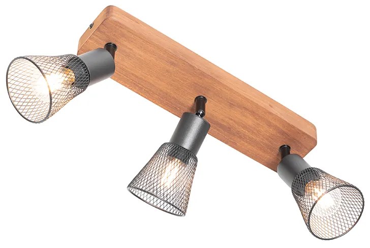 Ipari reflektor fekete fával 3-lámpás - Kristina