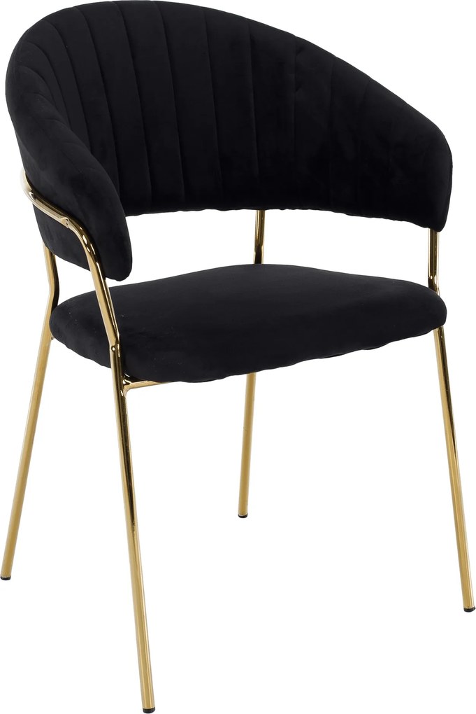 Design étkezőszék, fekete Velvet szövet/gold króm arany, DASMIN TYP 1