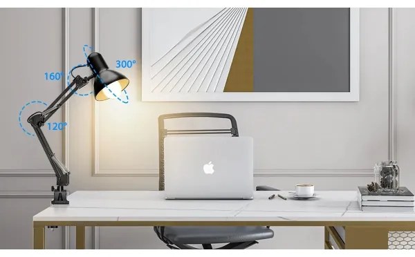 Aigostar - Asztali lámpa 2in1 1xE27/40W/230V fekete