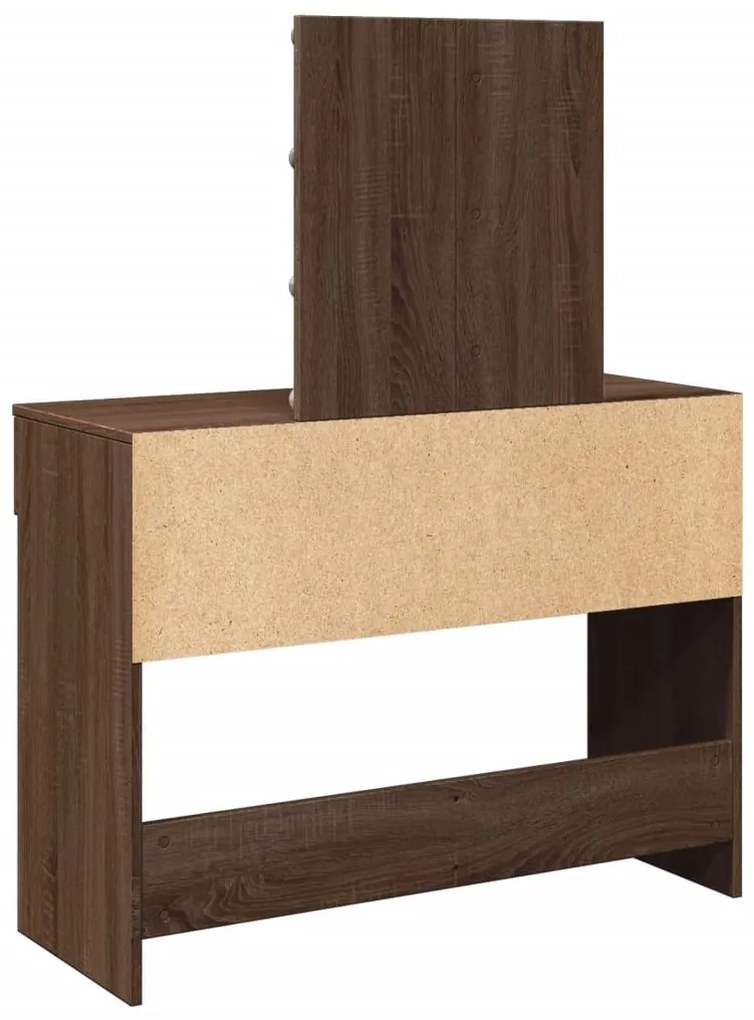 barna tölgy színű fésülködőasztal LED-del 100 x 40 x 130 cm