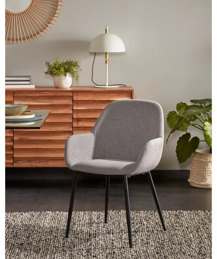 Szürke kárpitozott étkezőfotel Konna – Kave Home