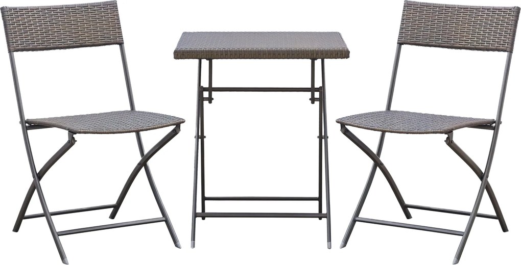 Outsunny Polyrattan Kerti Bútor Szett, Kültéri Lounge Balkoni Bútor 2 Személyre, 3 Részes Ülőgarnitúra, 2 Szék, Asztal | Aosom