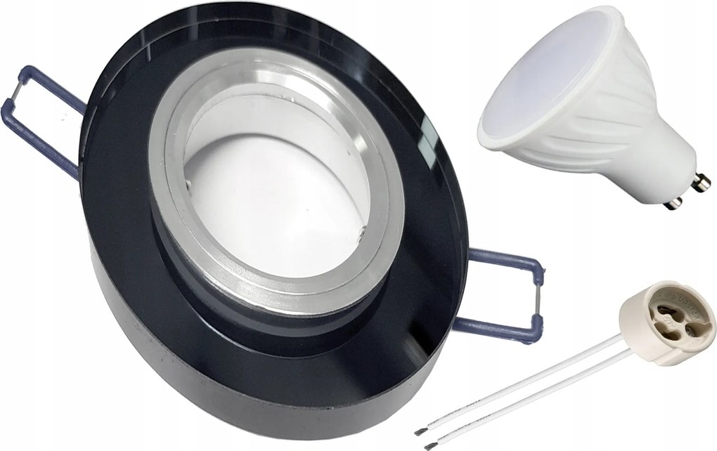 Halogén lámpatest szett Üveg Fekete +led GU10 5W