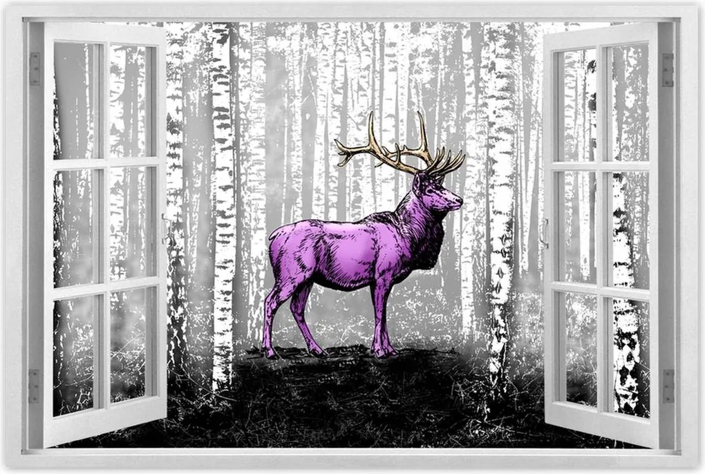 Poszter 60x40 Szarvas Nyírfa Erdő