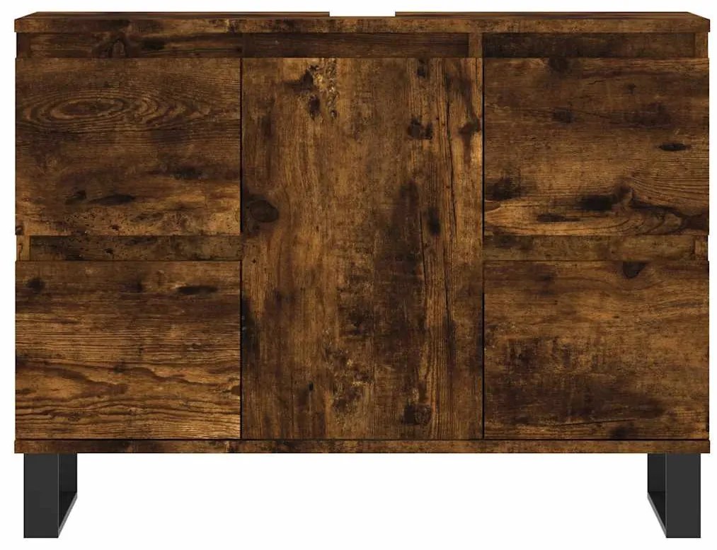 füstös tölgy színű szerelt fa fürdőszobaszekrény 80x33x60 cm