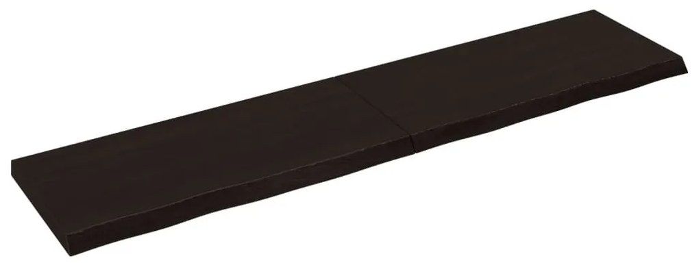 sötétbarna kezelt tömör tölgyfa fali polc 220 x 50 x (2-6) cm