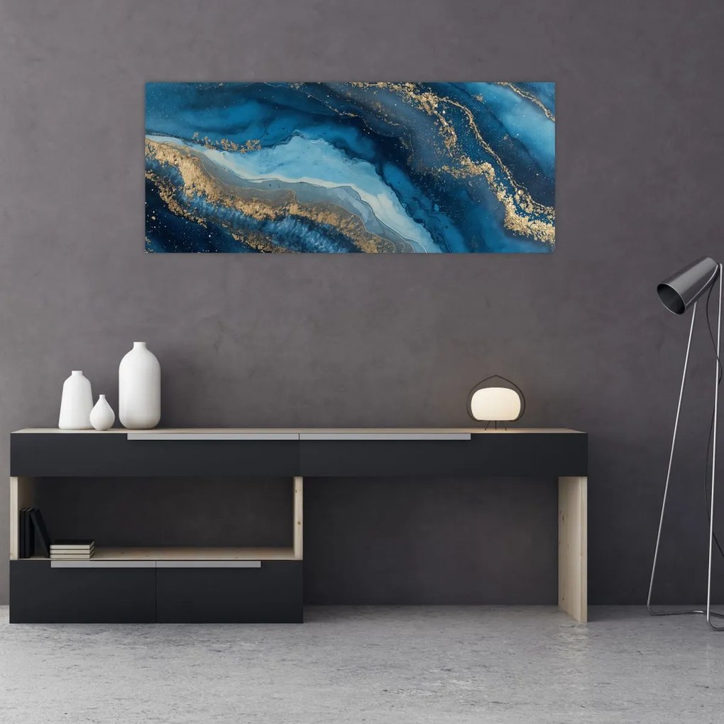 Kép - Kék márvány absztrakció (120x50 cm)