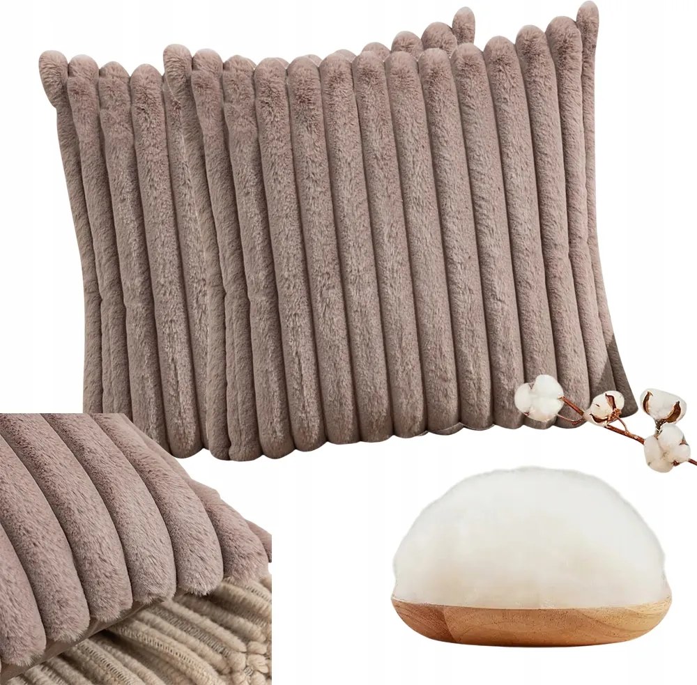 Velúr Díszpárnahuzat 2EL Plüss Puha Velvet Feel Teve 50CM