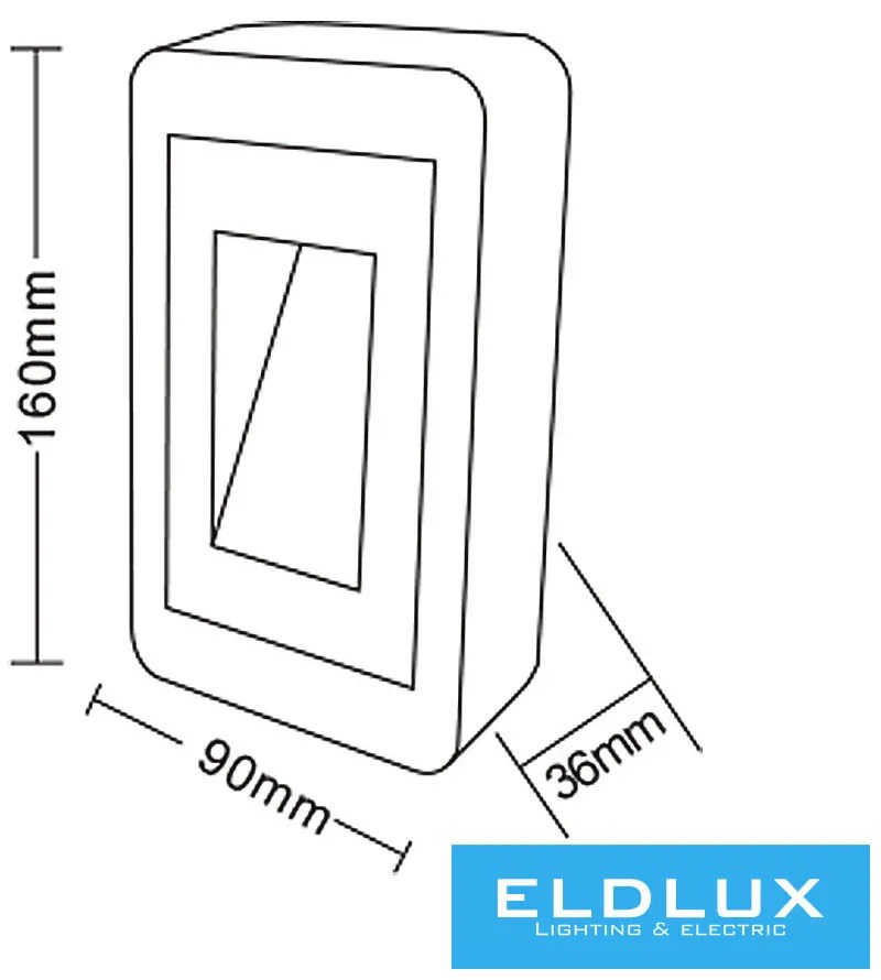 UNIVERSO Lábazati LED lámpatest 12w 1000lm 3000k 120° IP65 fekete 160x90x36mm