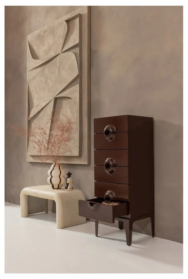 Krémszínű dohányzóasztal szett kő dekorral 2 db-os 42x92 cm Stani – WOOOD