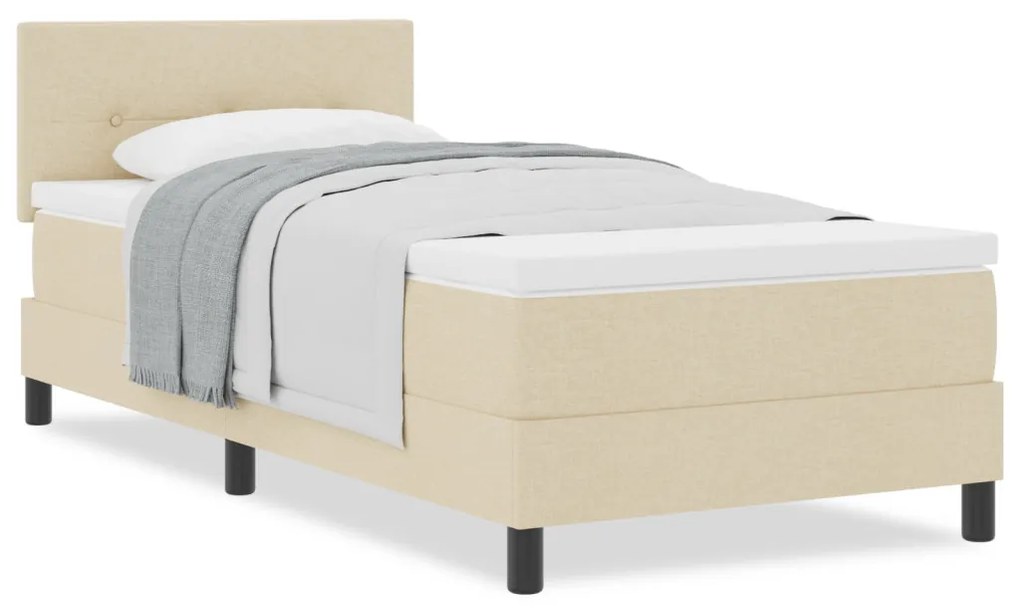 Box Spring Ágy Mattal Krém 90x200 cm Szövet
