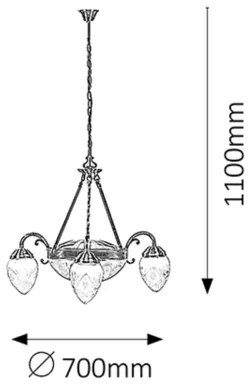 Rabalux 8633 - Csillár láncon ANNABELLA 3xE14/40W+2xE27/60W