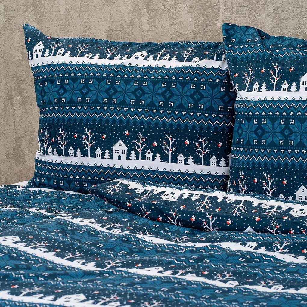 4Home Winter village pamut ágyneműhuzat, 160 x 200 cm, 70 x 80 cm