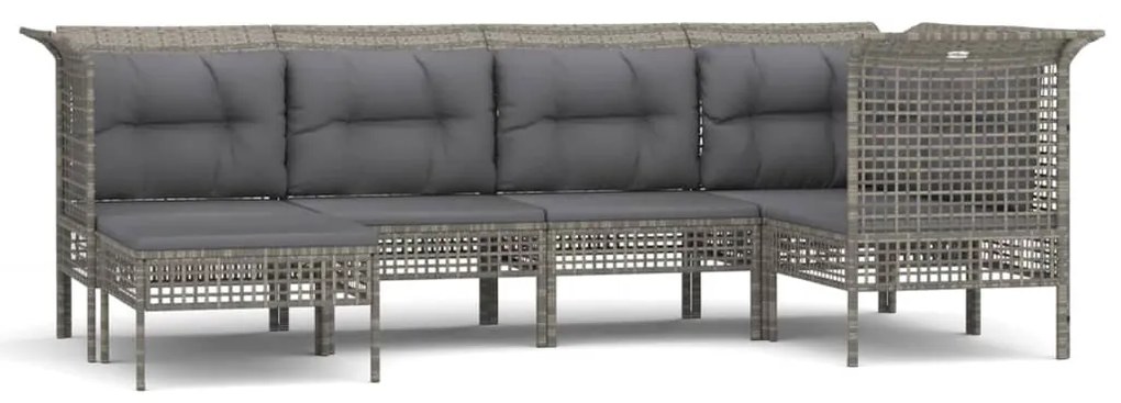 6 részes szürke polyrattan kerti ülőgarnitúra párnákkal