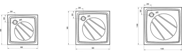 Ravak XA037701010 - PERSEUS négyzetes zuhanytálca 90x90 cm, fehér