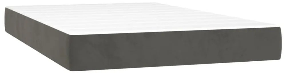 sötétszürke bársony rugós és LED-es ágy matraccal 120x200 cm