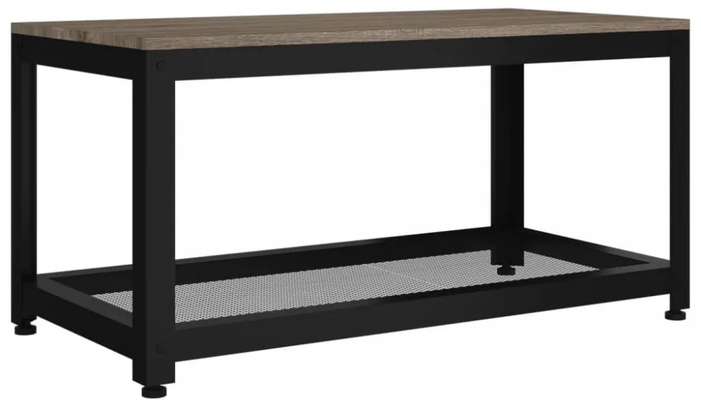 szürke és fekete MDF és vas dohányzóasztal 90x45x45 cm