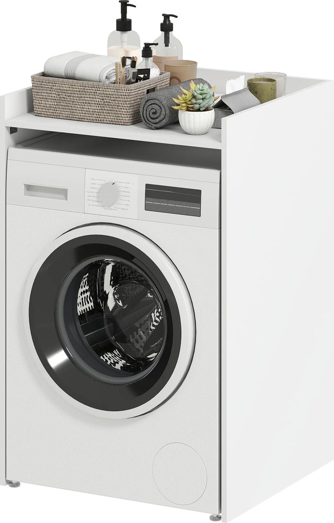 HOMCOM fürdőszobai mosógépszekrény nyitott polccal — helytakarékos mosórekesz kis fürdőkbe, 64 x 60 x 97,5 cm | Aosom