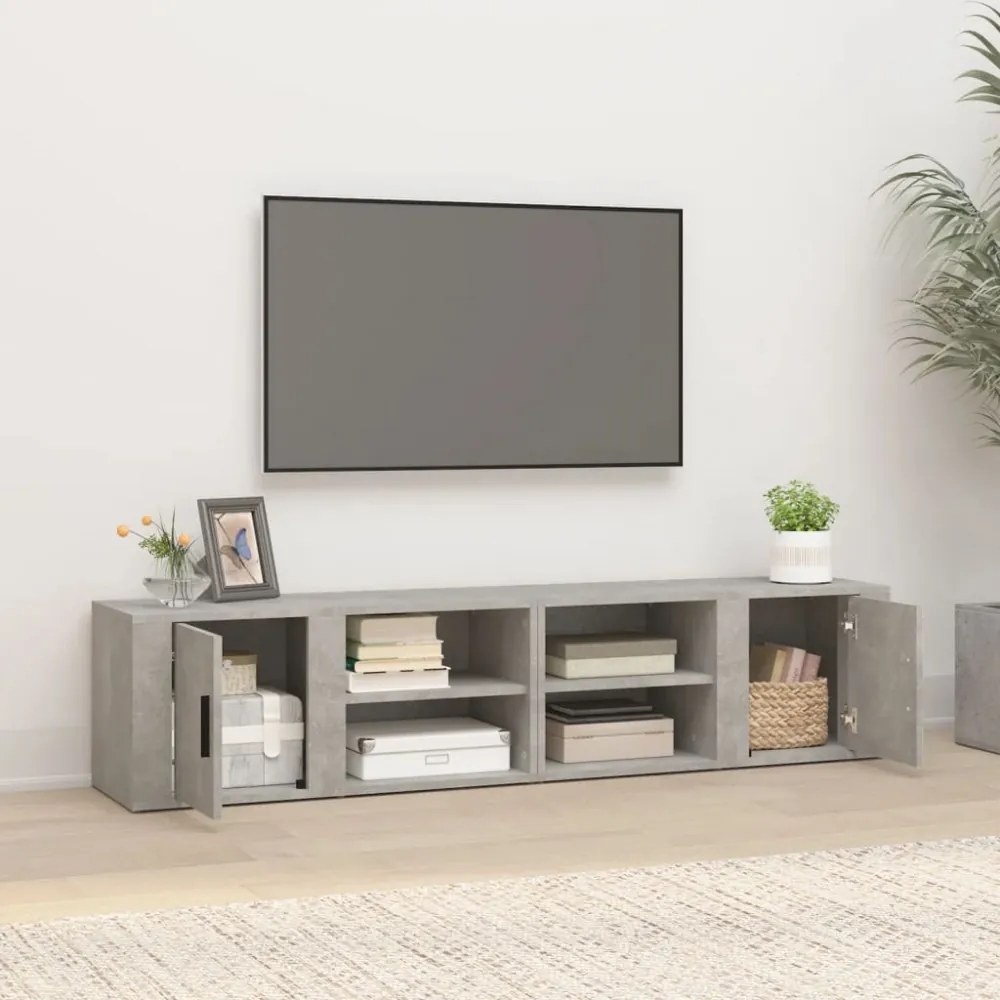 2 db betonszürke szerelt fa TV-szekrény 80x31,5x36 cm