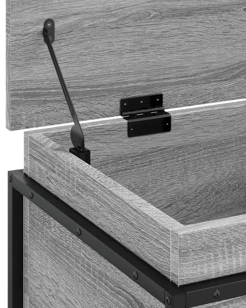 szürke sonoma szerelt fa tárolóláda fedéllel 80x40x51,5 cm