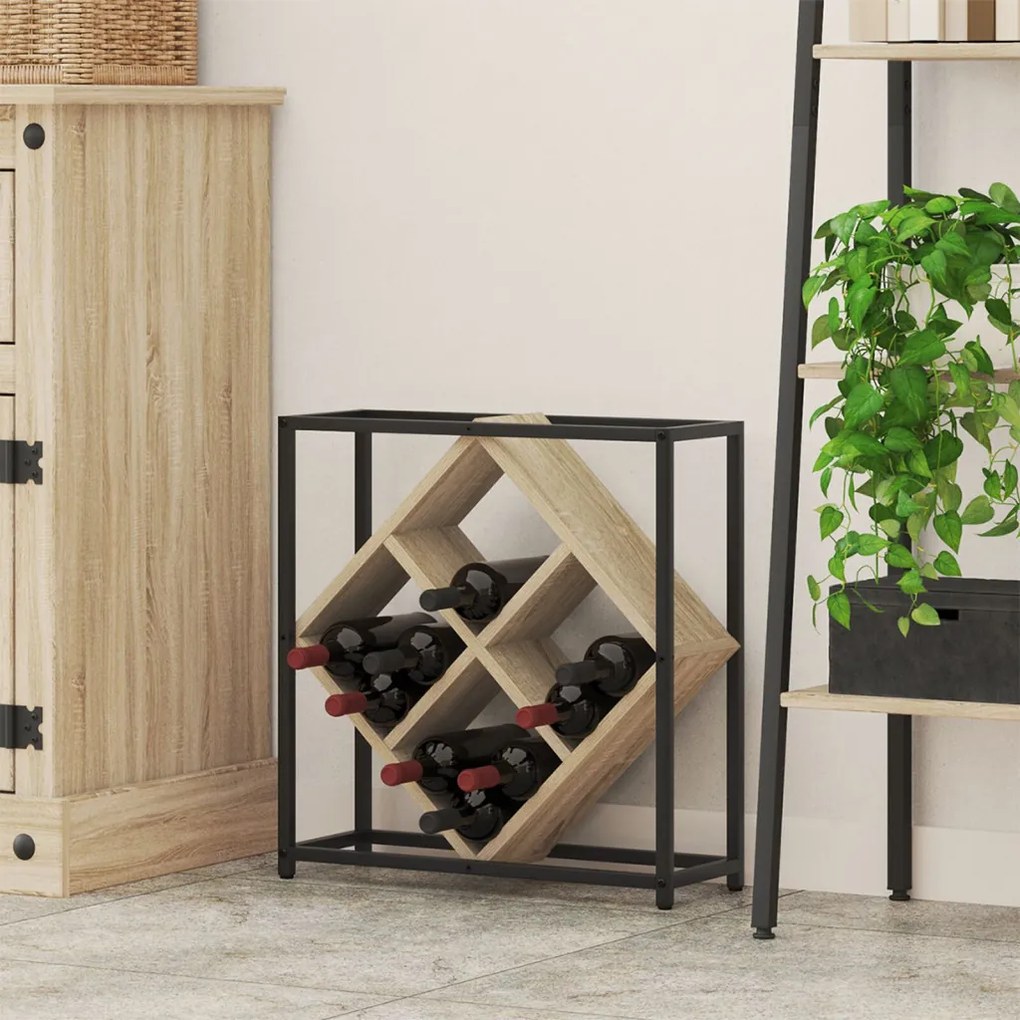 Borállványok Sonoma tölgy, Fekete Forgácslap, Fém Közepes