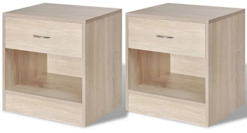 242546  Nightstand 2 pcs with Drawer Oak Colour