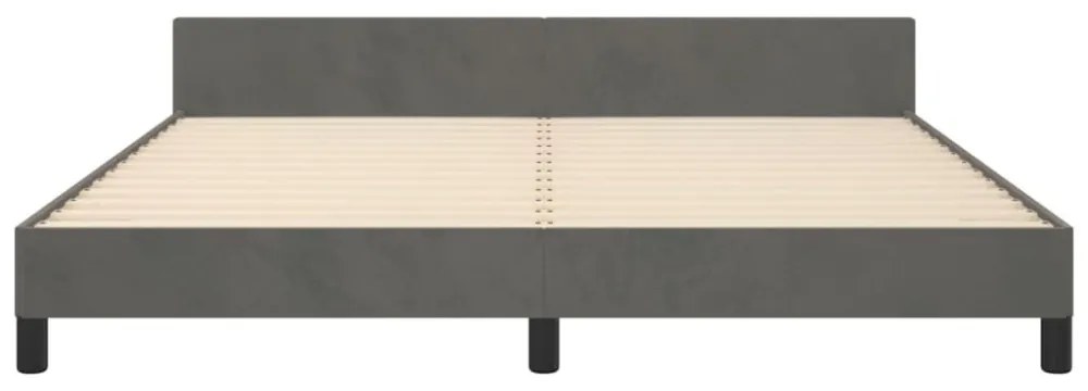 sötétszürke bársony ágykeret fejtámlával 180 x 200 cm
