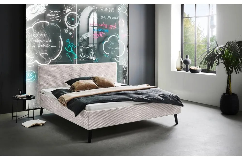 Bézs kárpitozott franciaágy ágyrács nélkül 180x200 cm Avola – Meise Möbel