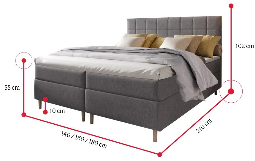 SICILIE kárpitozott boxspring ágy, 160x200, inari 24 + topper