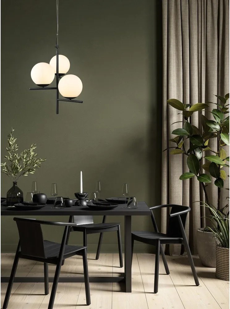 Matt fekete függőlámpa üveg búrával ø 40 cm Pure – Trio