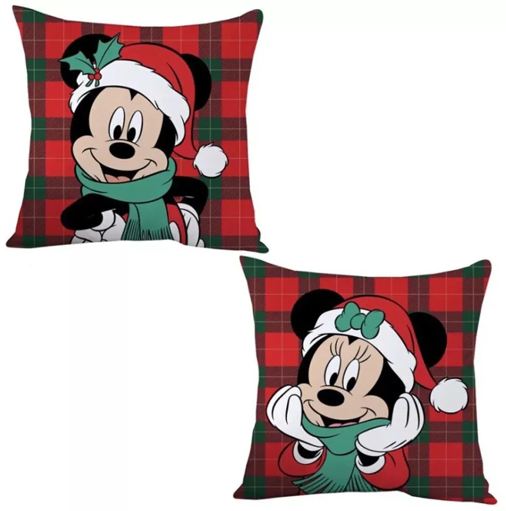 Disney Minnie, Mickey Winter karácsonyi párna, díszpárna 35x35 cm