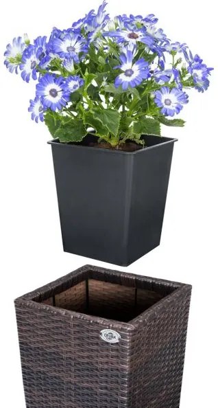 Casaria® 3 db polirattan virágcserep készlet - barna