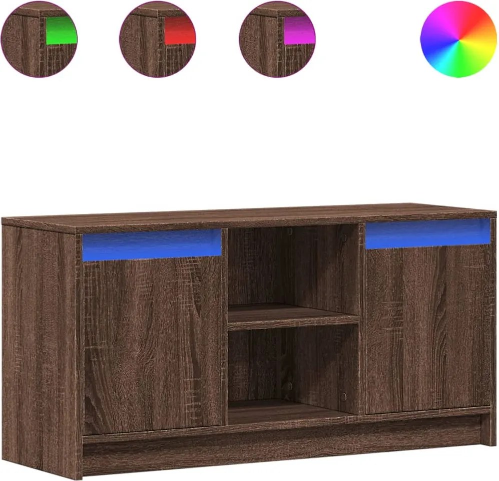 vidaXL barna tölgy színű szerelt fa LED-es TV-szekrény 100x34x50 cm