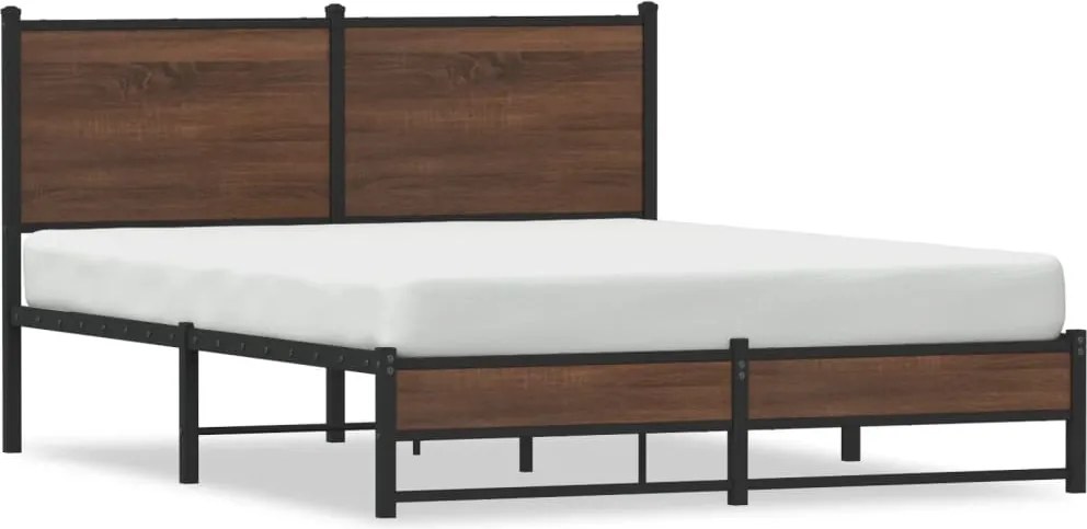 vidaXL barna tölgy színű fém ágykeret matrac nélkül 140 x 190 cm