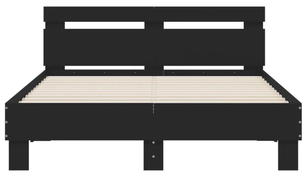 fekete szerelt fa ágykeret fejtámlával 135 x 190 cm
