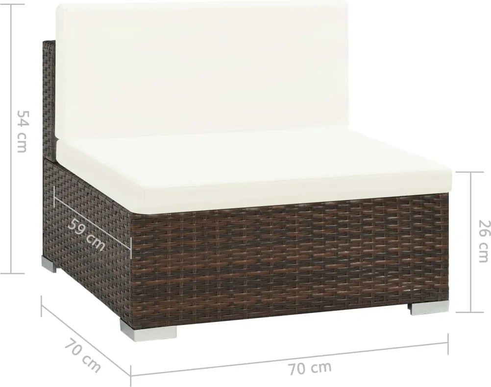 6-részes barna polyrattan kerti bútorszett párnákkal