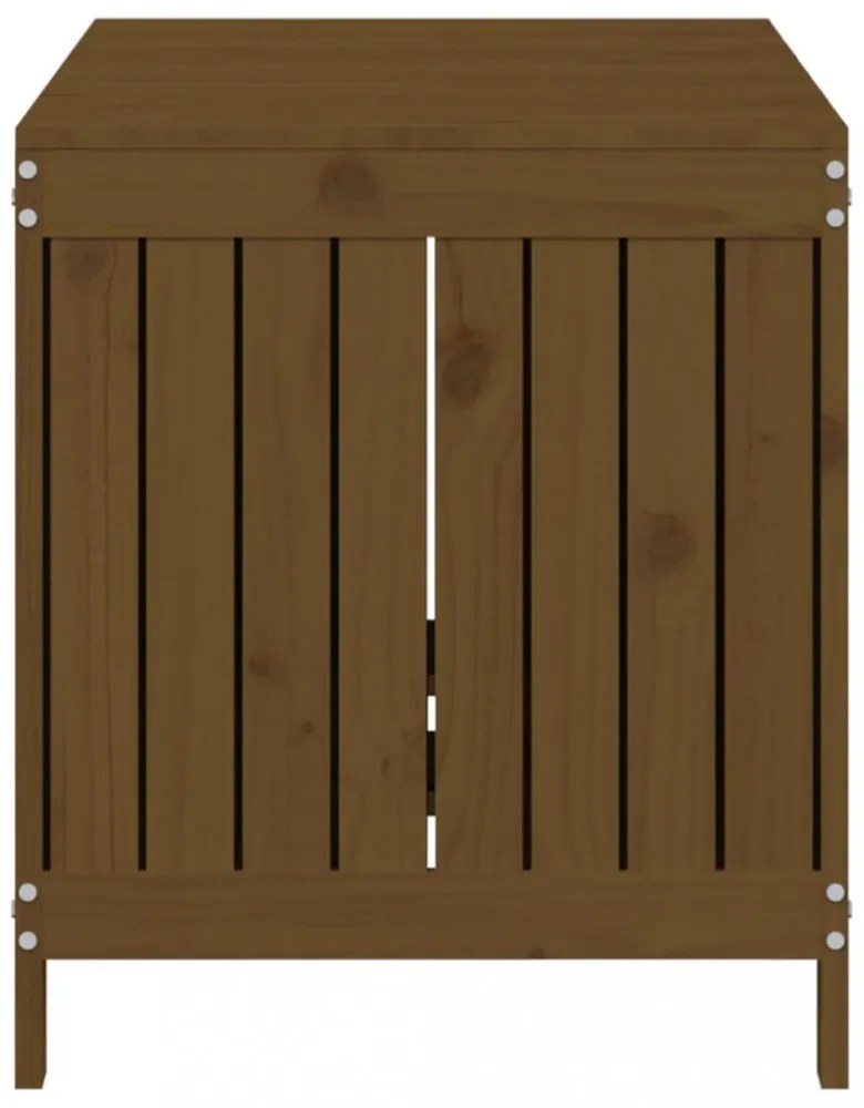 mézbarna tömör fenyőfa kerti tárolóláda 121x55x64 cm