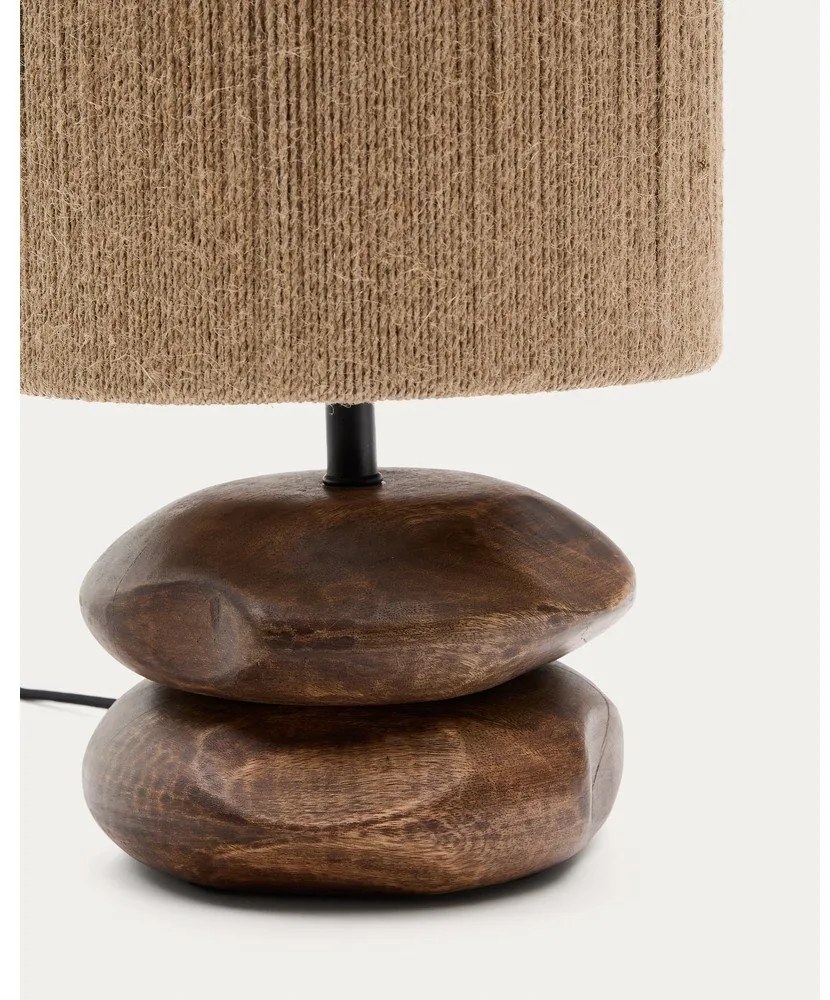 Sötét natúr színű akácfa asztali lámpa (magasság 43 cm) Kor – Kave Home