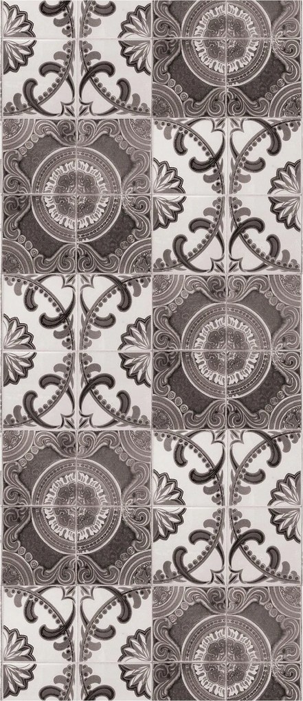 Fotótapéta Csempe Dísz Bézs Szürke Barna Geometria Virágok 91x211 +ragasztó