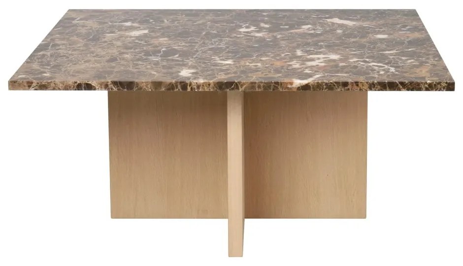 Barna-natúr színű márvány dohányzóasztal 90x90 cm Brooksville - Rowico