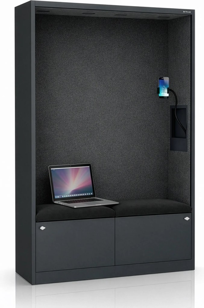 Akusztikus fülke SALLY MentalBox 1150 mm – antracit váz, sötétszürke ülés