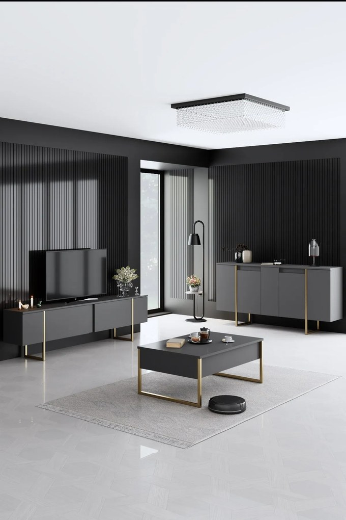 Konzolasztal Luxe - Anthracite, Gold