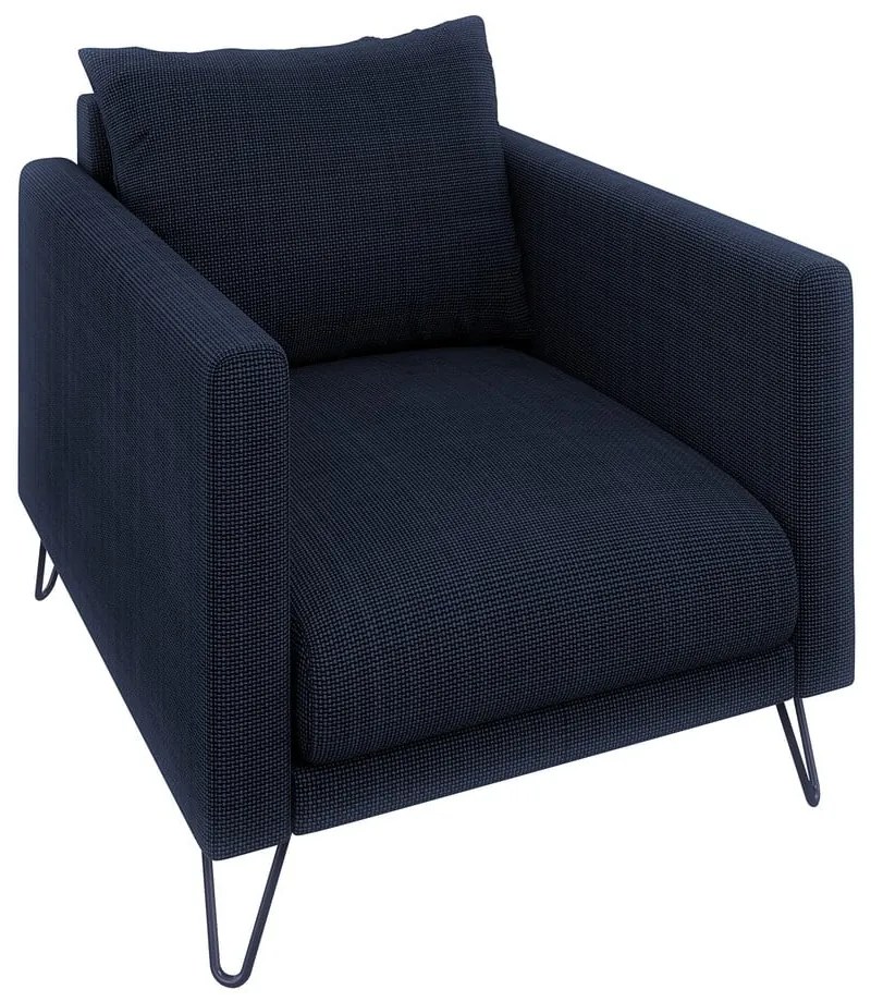 Sötétkék zsenília fotel Freya – Ropez