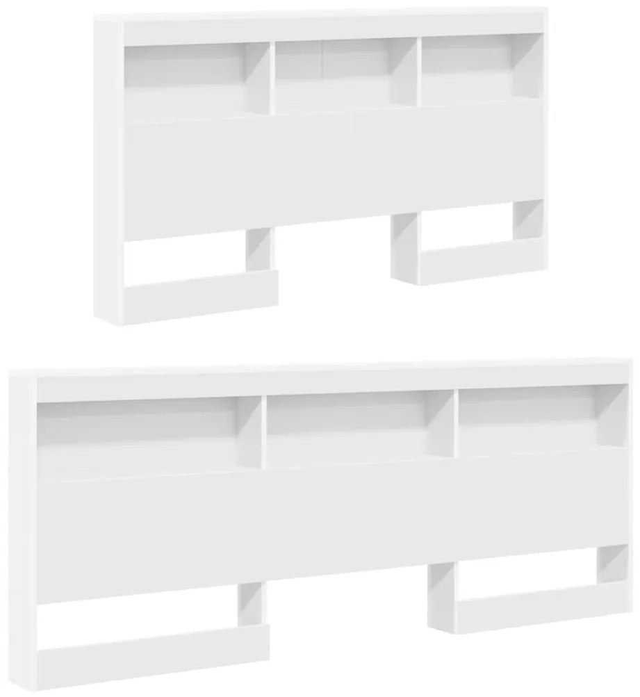 Tároló fejtámla polcokkal fejtámlával Fehér 135 cm Faanyag