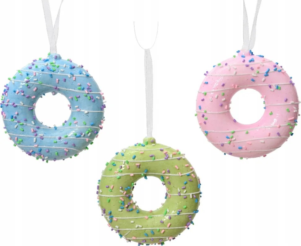 Karácsonyfa medál Fánk Donut színes szórással a karácsonyfára 10cm