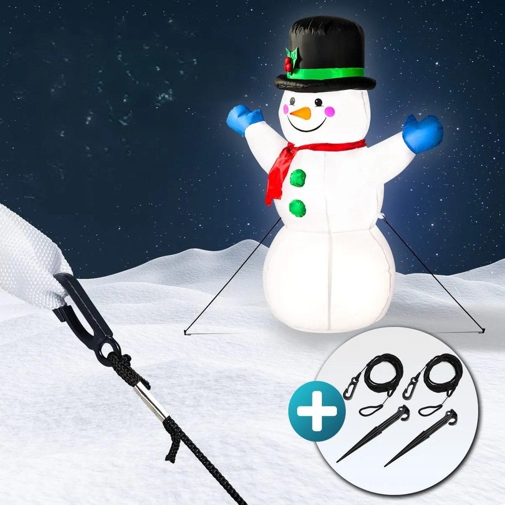 Monzana Világító Hóember felfújható, 120cm, fehér