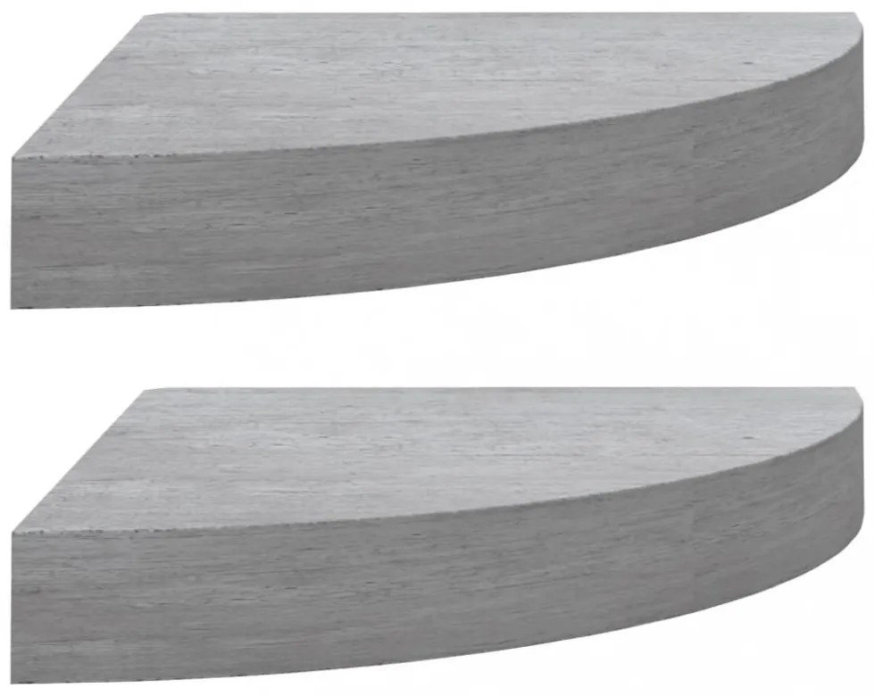 2 db betonszürke MDF fali sarokpolc 25 x 25 x 3,8 cm