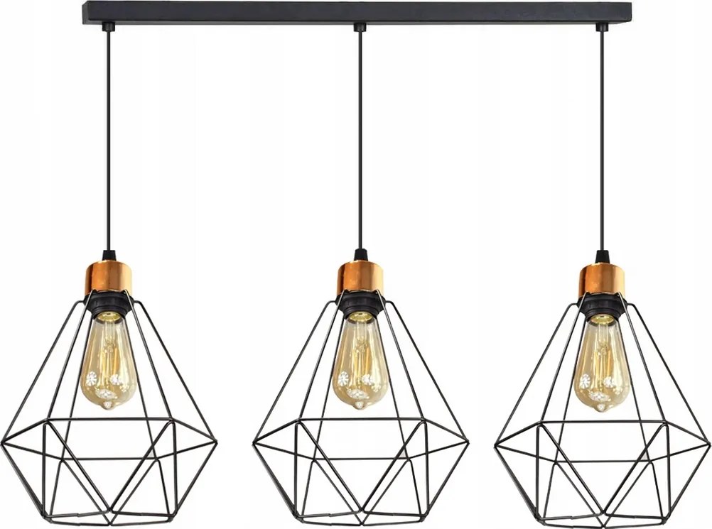 Drót Mennyezeti Lámpa Csillár Fekete Réz Led