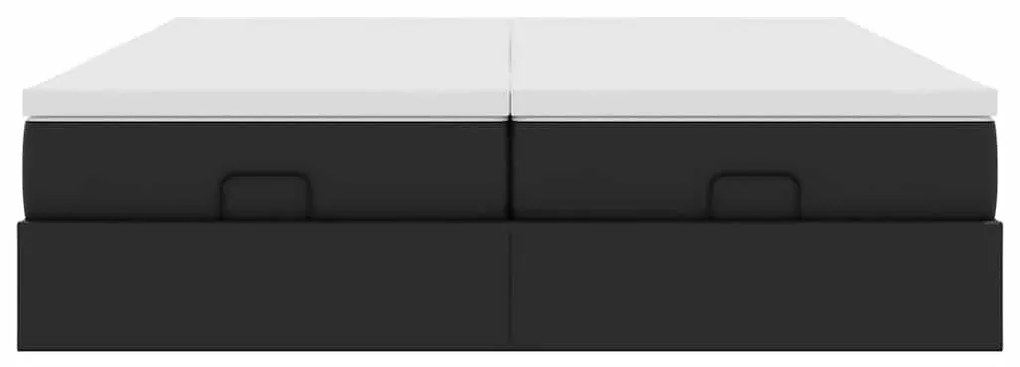 Ottomán ágykeret matracokkal Fekete 180x200cm műbőr