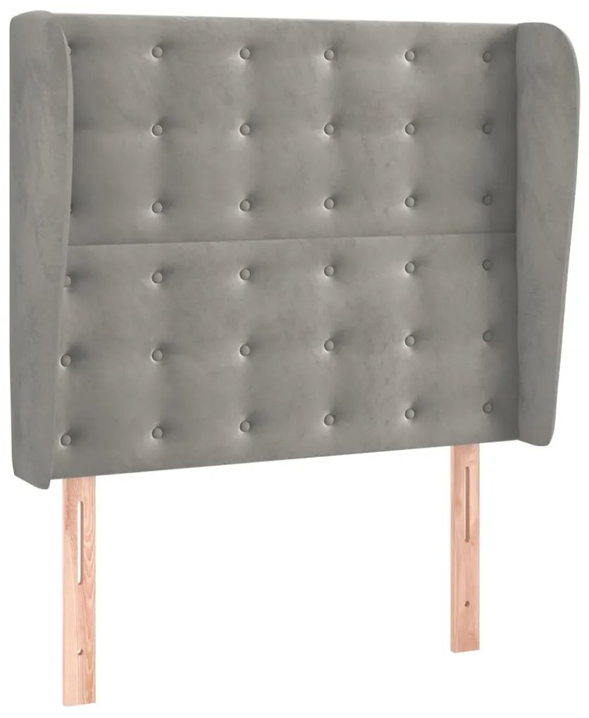 világosszürke bársony fejtámla szárnyakkal103 x 23 x 118/128 cm